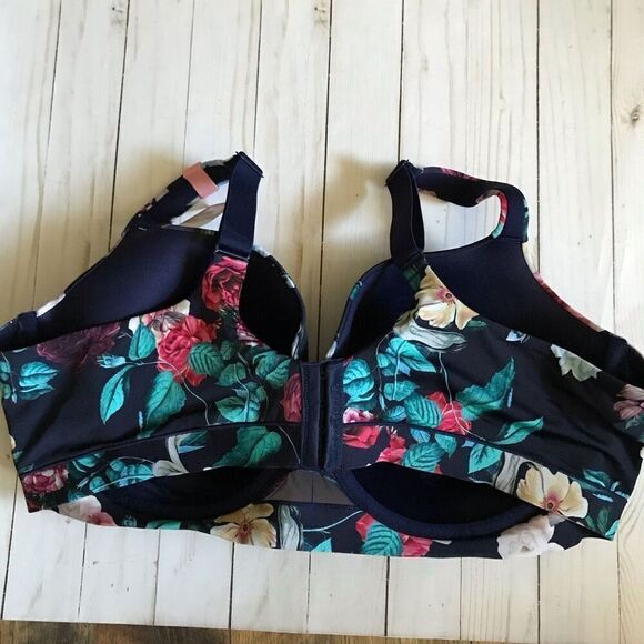 Cacique 48DDD underwire Balconette bra lined blue floral Lane Bryant New w/Tags - Picture 3 of 8